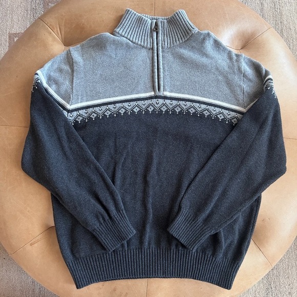 Weatherproof Other - Weatherproof 100% Cotton Quarter Zip Sweater Mens L Nordic Fair Isle Cabincore
